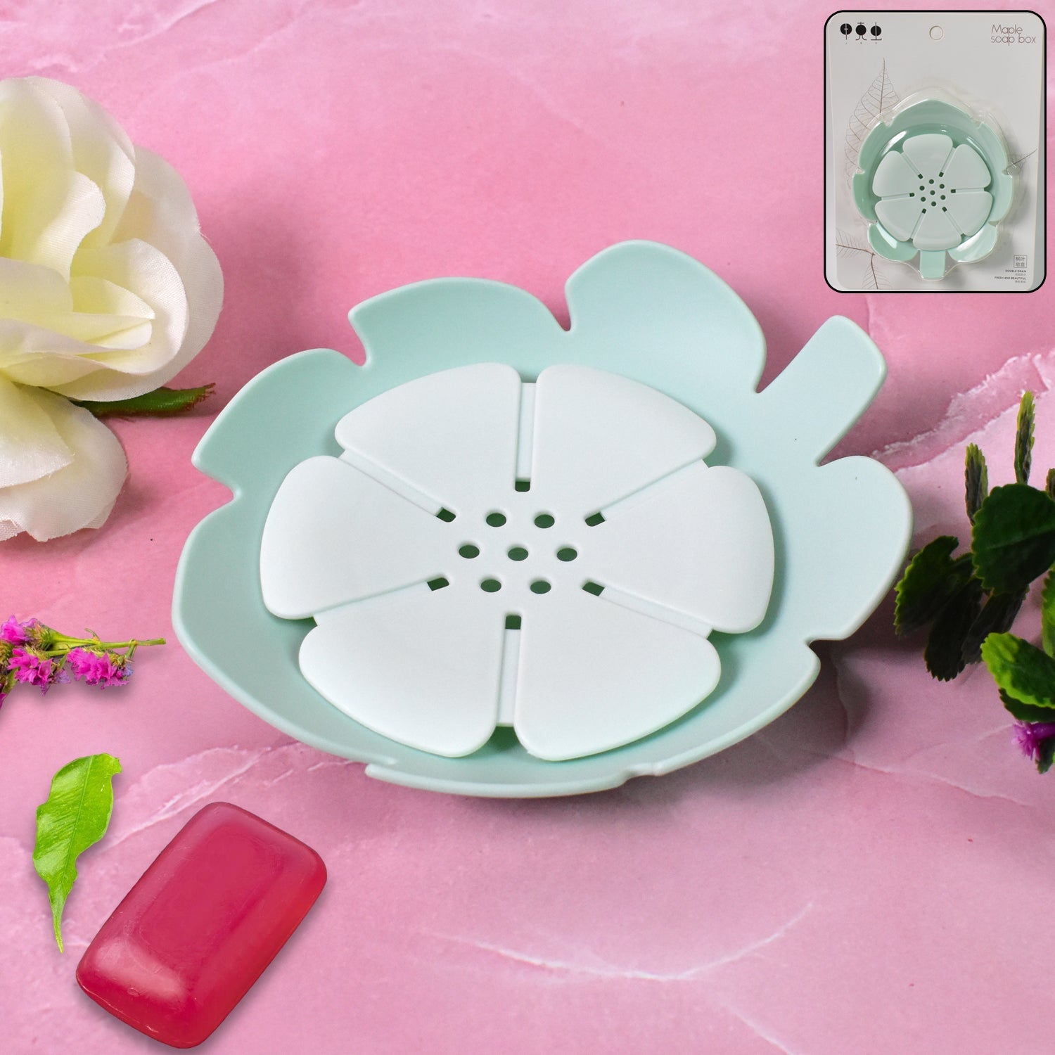 Plastic Flowers Soap Dish Bathroom Accessories Set Shower Gift (1 Pc) Wukusy