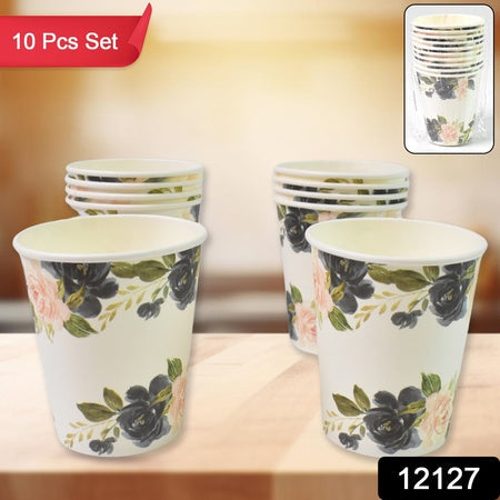 Disposable Paper Cups Disposable Tea Coffee Cups (10 Pcs Set  Mix Color  Design) Wukusy