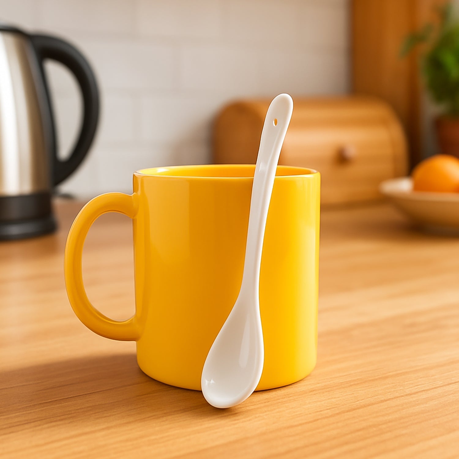 Elegant Ceramic Mug With Matching Spoon Wukusy