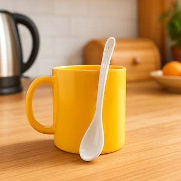 Elegant Ceramic Mug With Matching Spoon