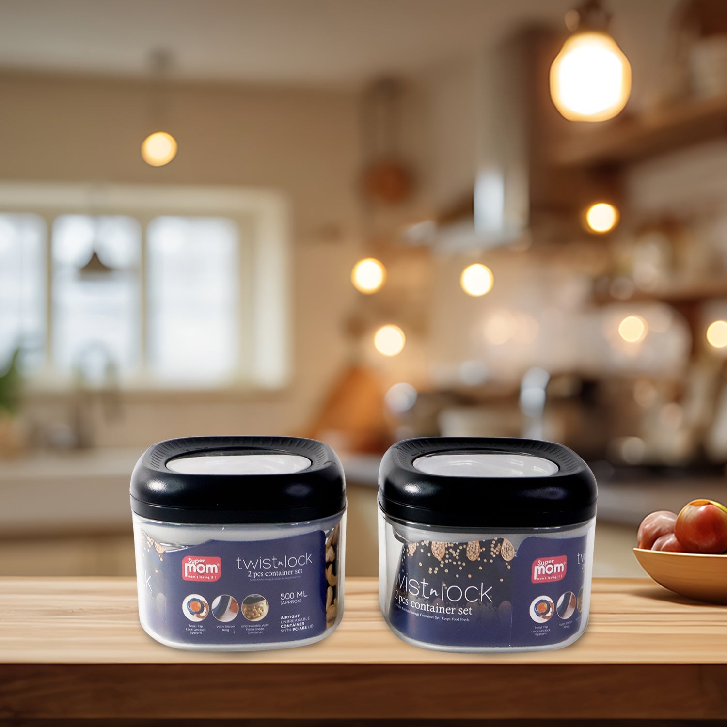 Supermom Plastic Twist  Lock Storage Container Set (500ml  2 Pc ) Wukusy