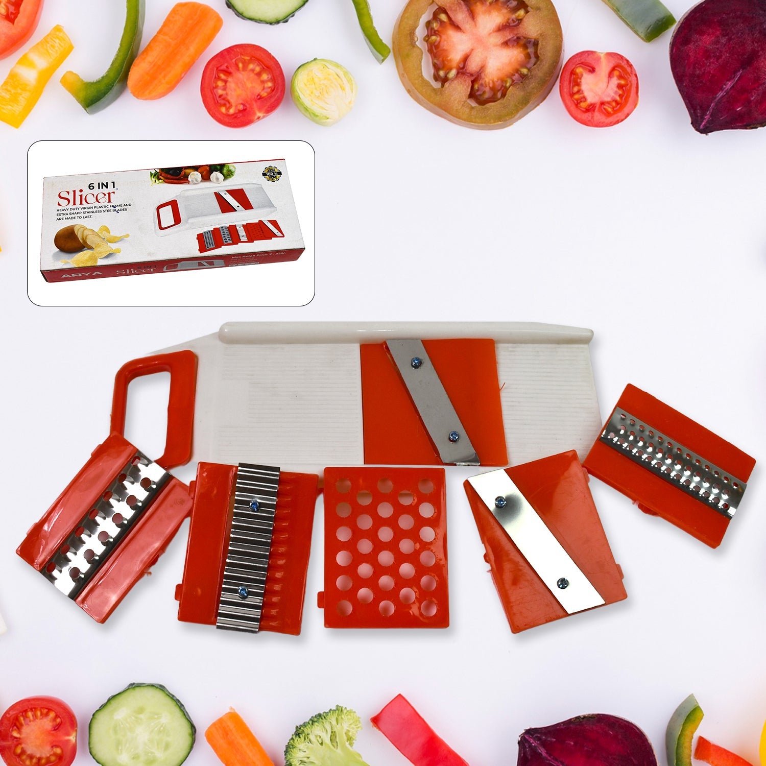 Plastic 6 In 1 Vegetables Slicer Cutter And Fruit Dicer Grater (1 Set) Wukusy