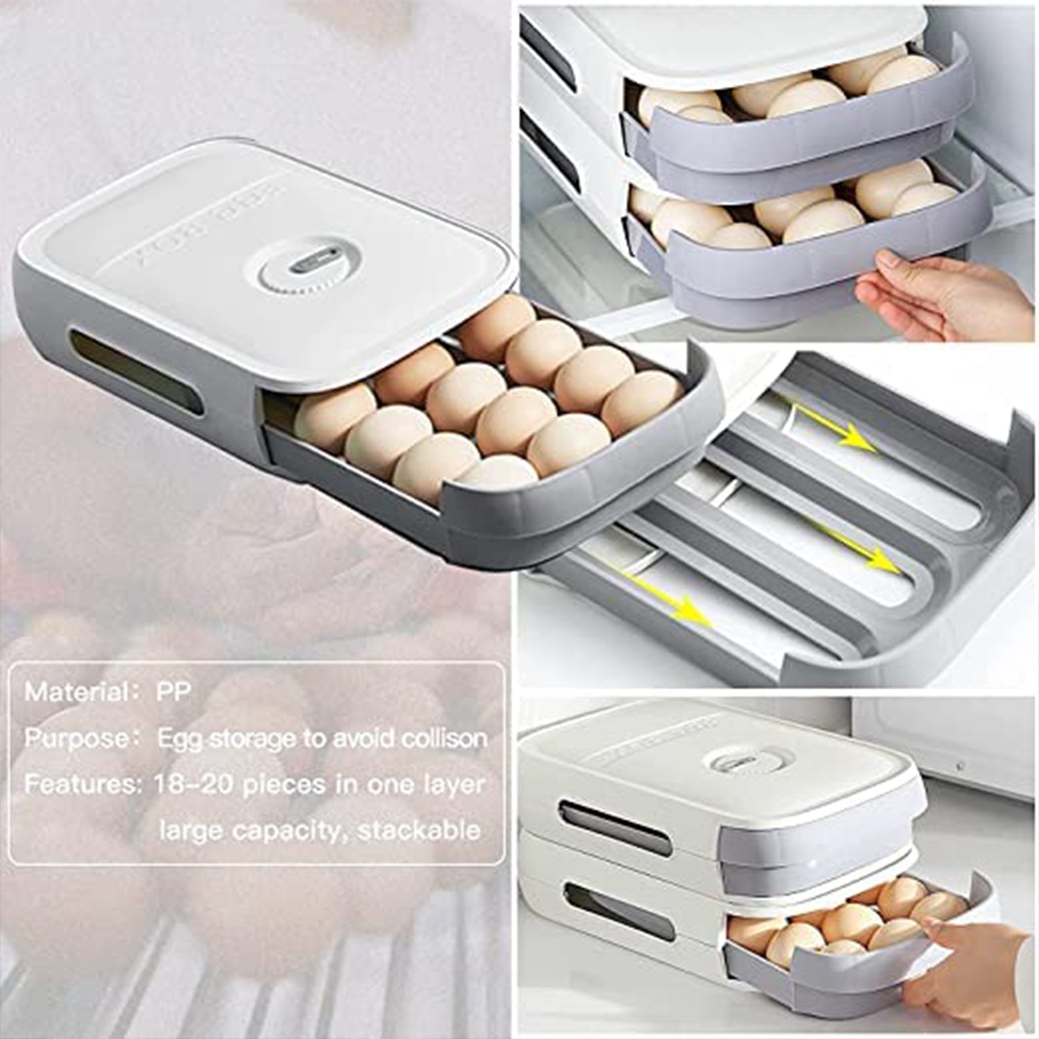 5723 Egg Storage Box Plastic Egg Drawer Fridge Egg Organizer Egg Keeper Refrigerator Egg Drawer Plastic Egg Carton Covered Egg Holder Pantry Egg Bin Household Egg Tray (1 Pc) Wukusy