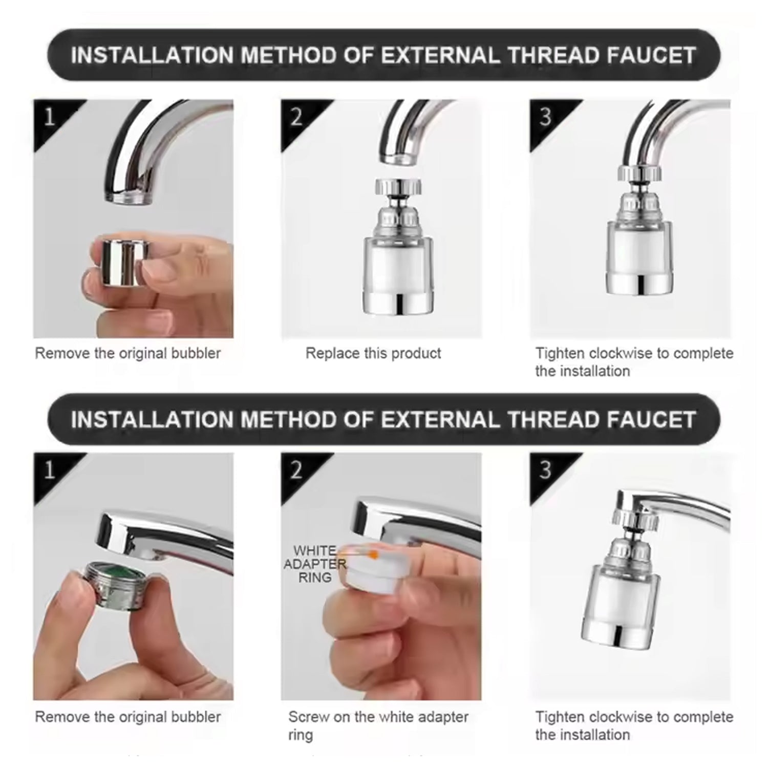 Water Faucet Extender Swivel Faucet Aerator (1 Pc) Wukusy