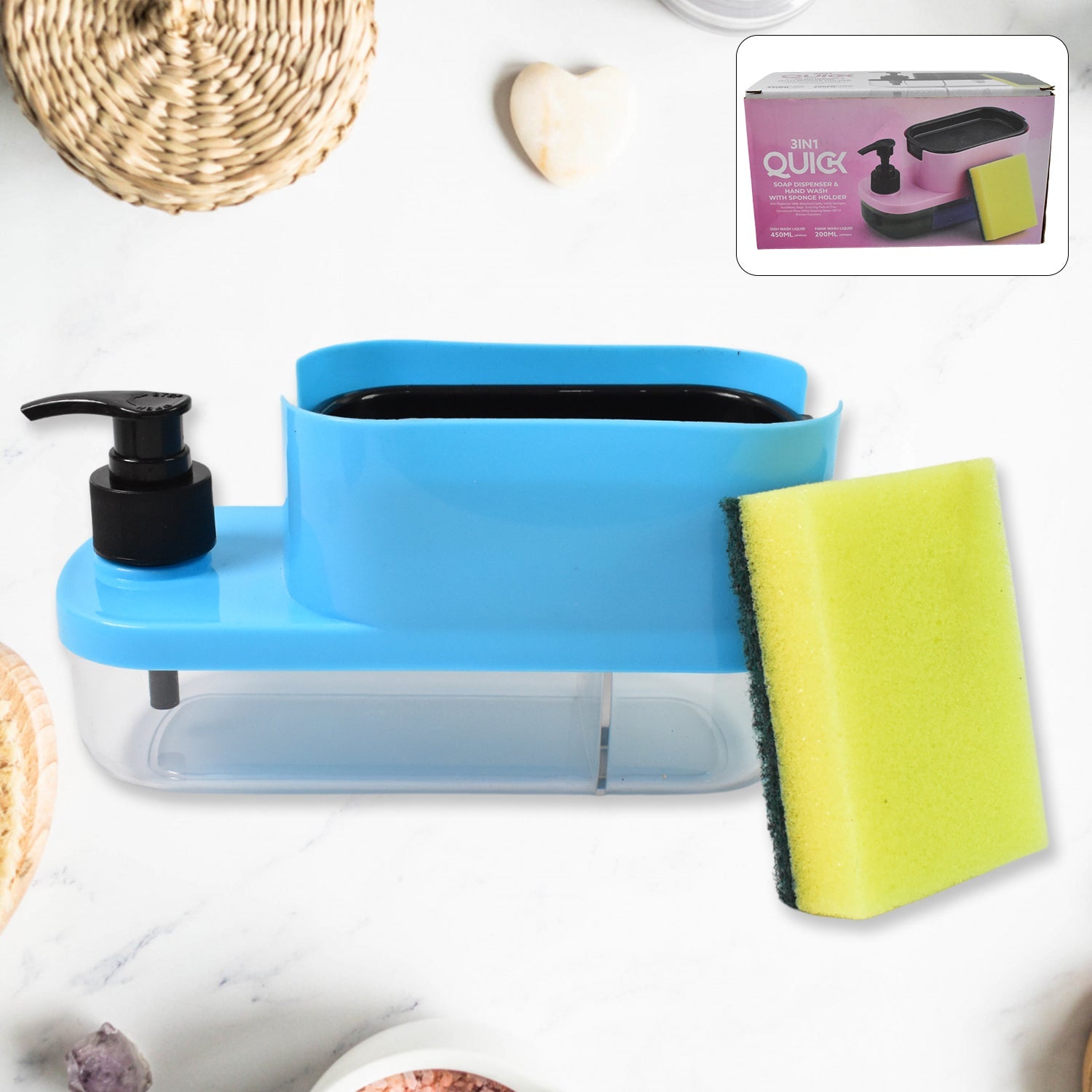 3 In 1 Dishwashing And Handwash Liquid Soap Dispenser (3 In 1 Dispenser) Wukusy