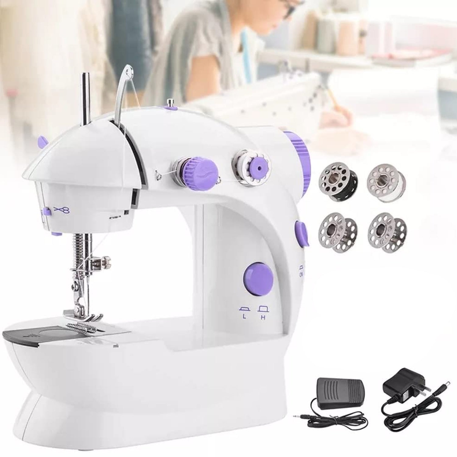 12917 Home Tailoring Sewing Machine With Extension Table Set Foot Pedal Adapter Mini Electric Silai Machine Portable Stitching Machinetailoring Machine Wukusy