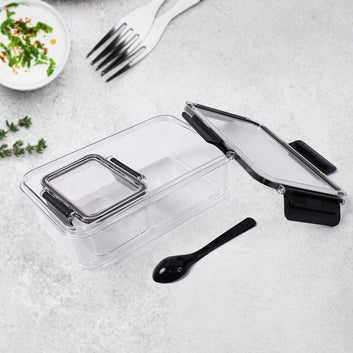 Plastic Kitchen Storage Container Big 800 Ml  Small 250 Ml With Air Seal Lock Lid  Spoon