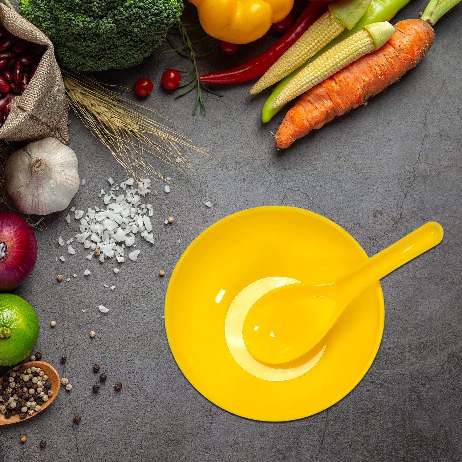 5105 Soup Bowl Spoon Set Plastic For Kitchen  Home Use Wukusy