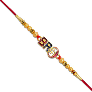 Bro 1 Rakhi With Golden Beads  Enamel Finish Wukusy
