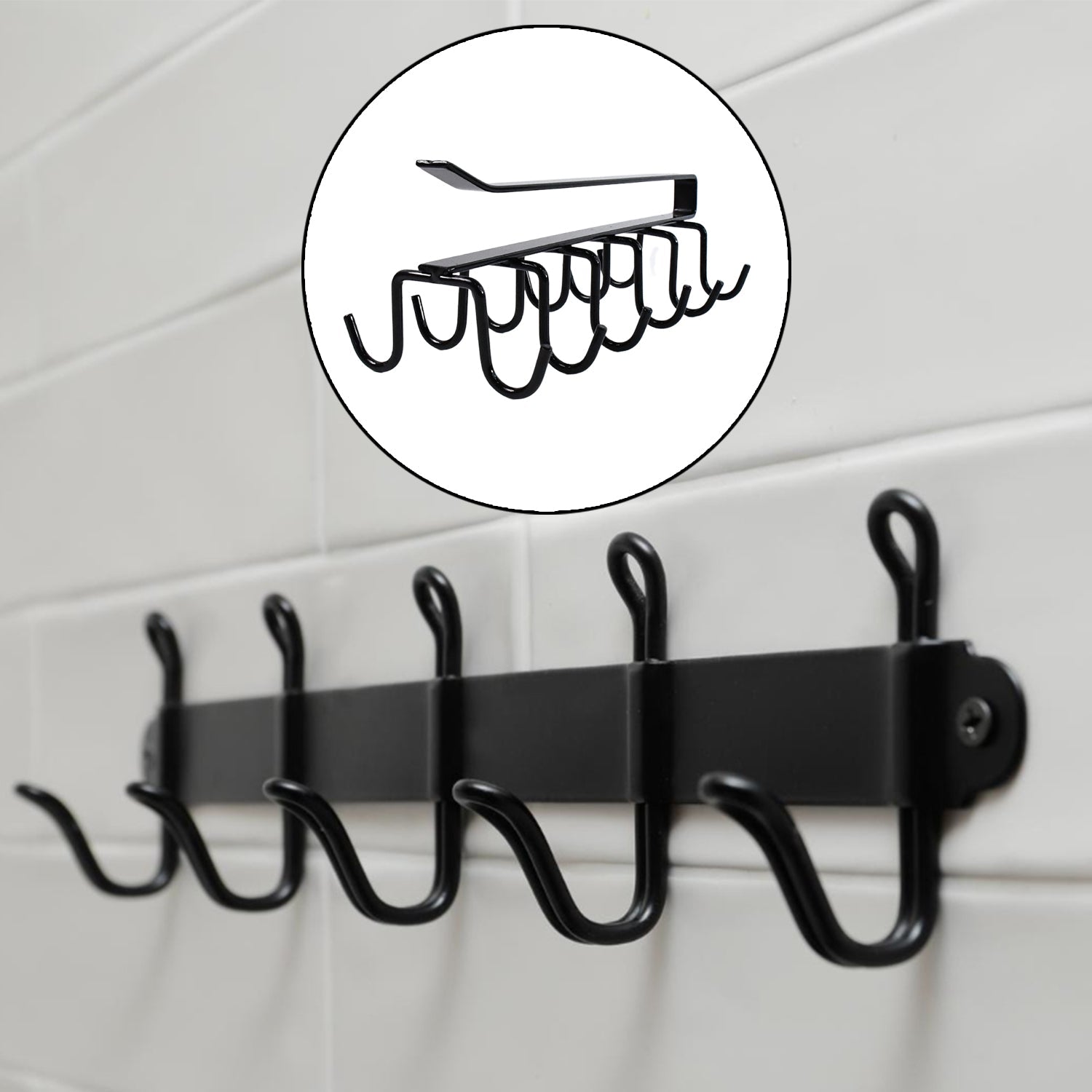 Double-row Metal Cupholder Rack Multi-purpose Iron Hanger With 6 Hooks (1 Pc) Wukusy