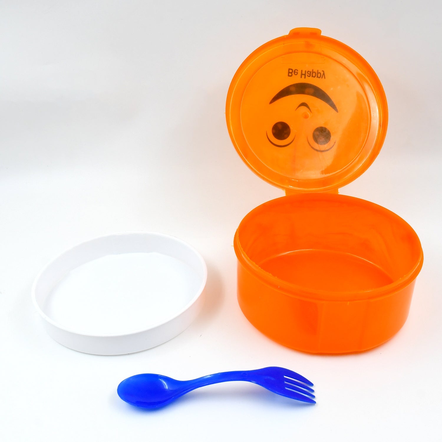 Smily Plastic Lunch Box Small Box With 2in1 Spoon Pack Of 1 Wukusy