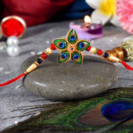 Designer Mor Pankh Rakhi In Star Shape Wukusy