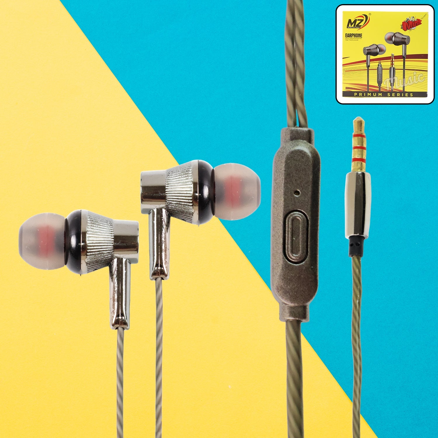 Premium Wired Earphones With Mic - (1 Pc) Wukusy