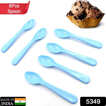 5349 Food Plastic Spoon Set Plastic Table Spoon Set Plastic Tea Spoon Coffee With Abs Plastic Heat-resistant Spoon (6 Pc Set ) Wukusy