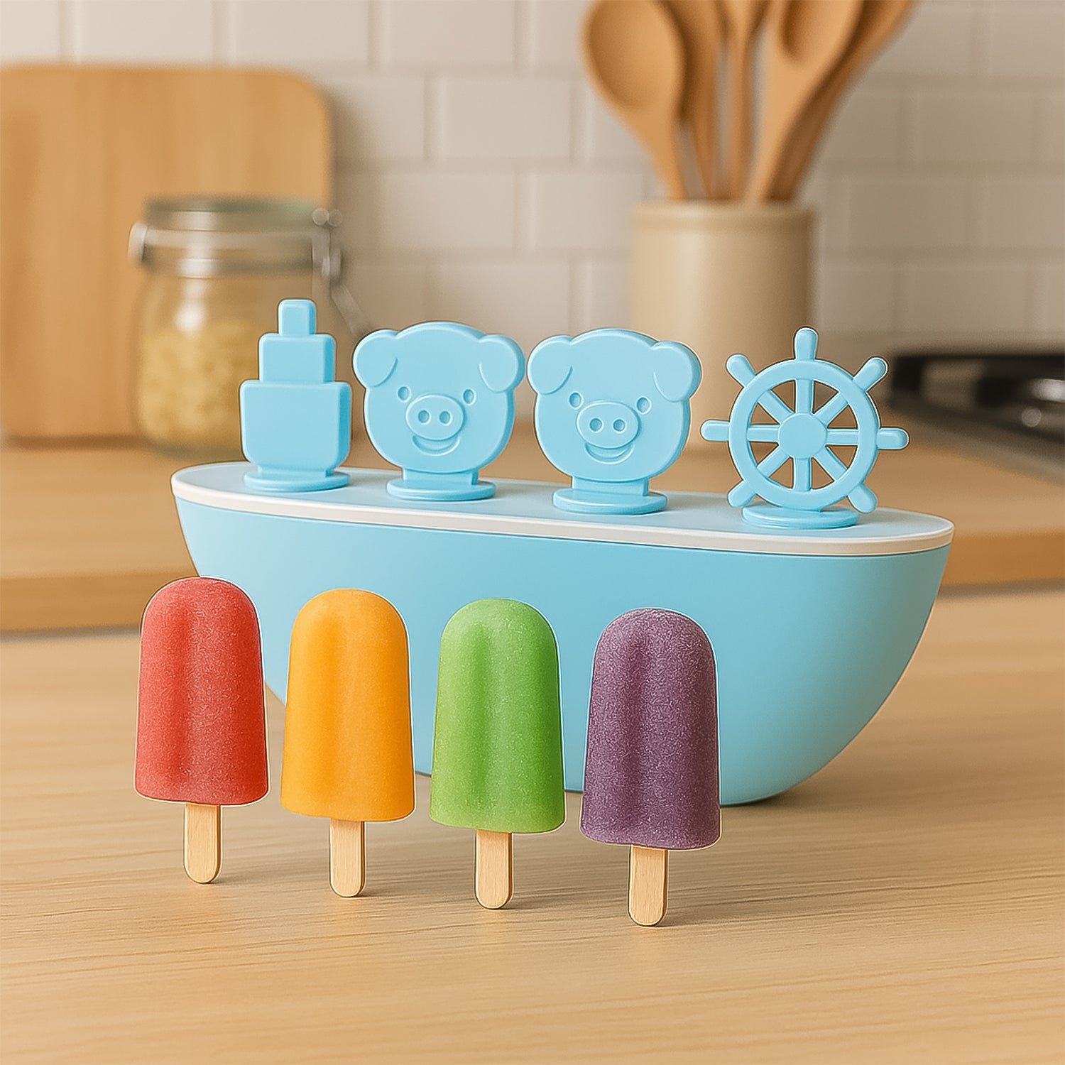 Creative Boat-shaped Ice Cream Mould With Cute Piggy Wukusy
