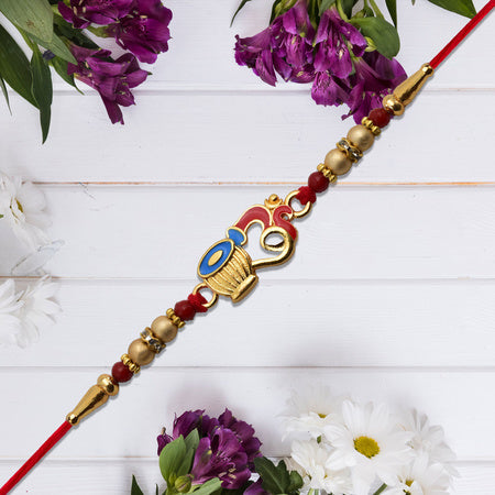 Matki Design Rakhi With Enamel Work  Beads Wukusy