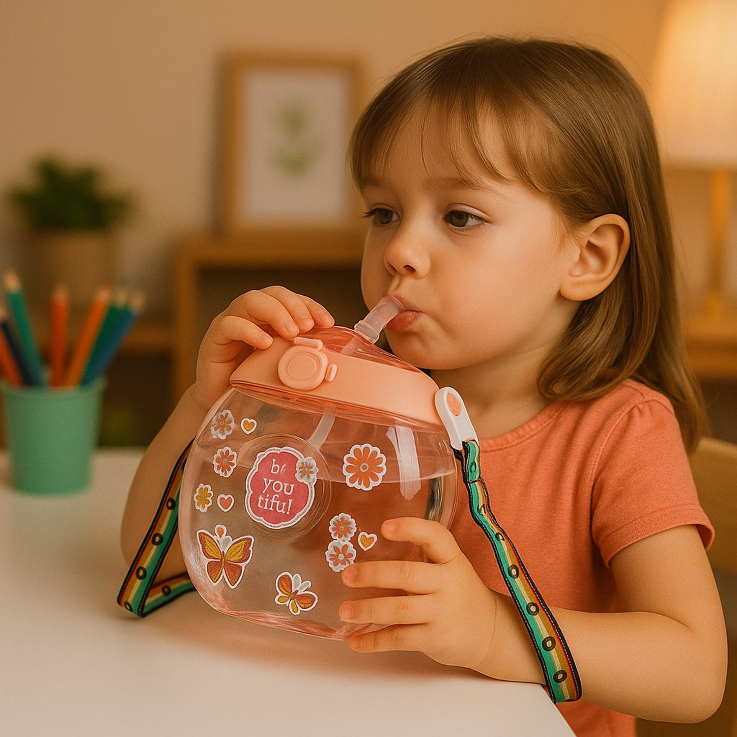 Round Belly Shape Kids Water Bottle (400ml  1 Set ) Wukusy