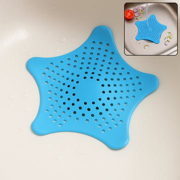 Aqua Blue Silicone Star Shaped Sink Filter Bathroom Hair Catcher Drain Strainers For Basin Wukusy