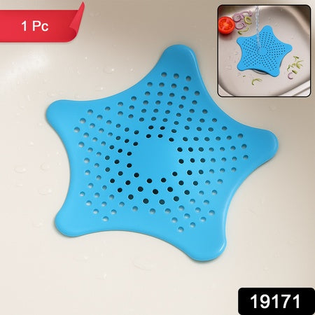 Aqua Blue Silicone Star Shaped Sink Filter Bathroom Hair Catcher Drain Strainers For Basin Wukusy