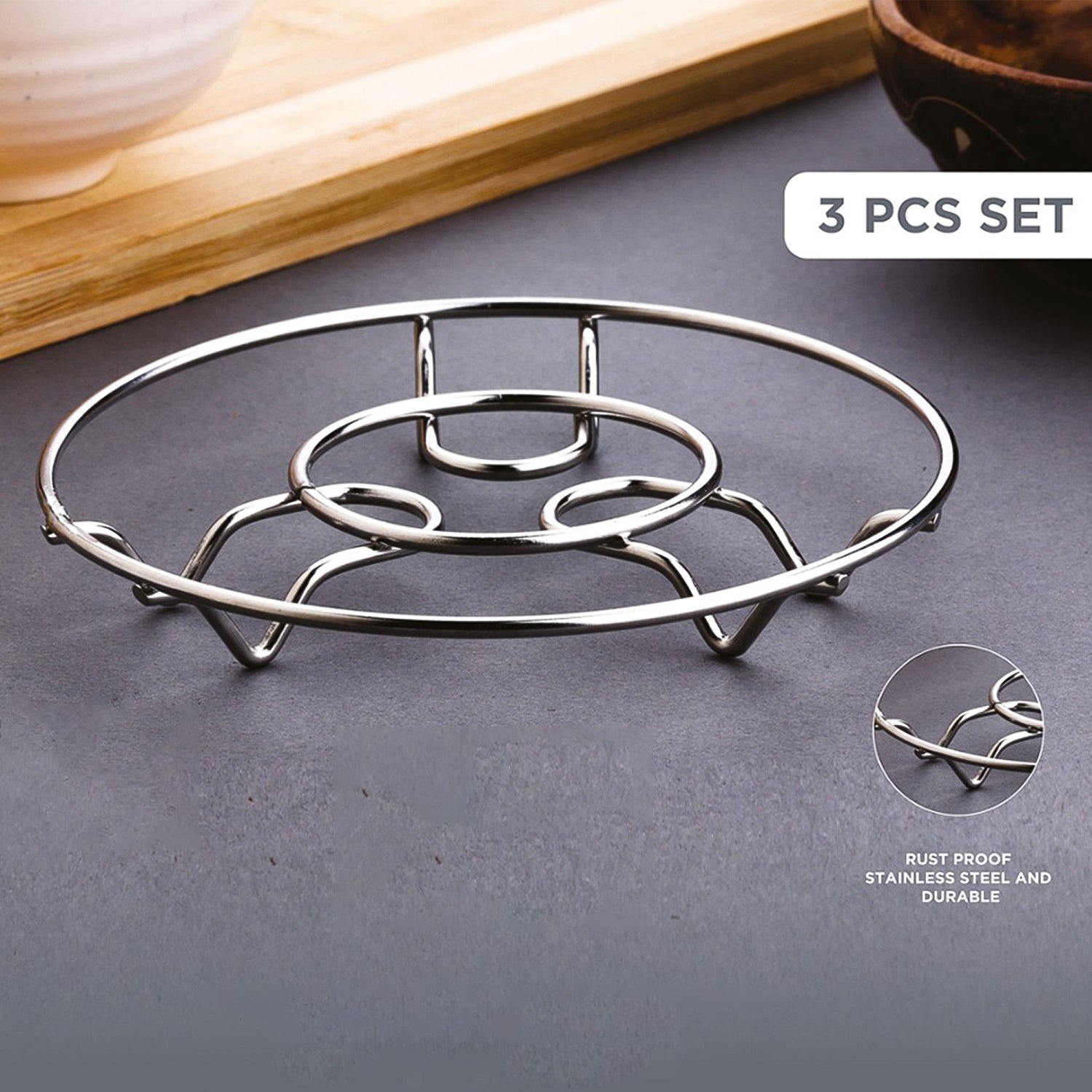 Apex Stainless Steel Wire Hotmate Trivet Stand Set Of 3 Wukusy