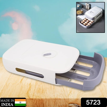 5723 Egg Storage Box Plastic Egg Drawer Fridge Egg Organizer Egg Keeper Refrigerator Egg Drawer Plastic Egg Carton Covered Egg Holder Pantry Egg Bin Household Egg Tray (1 Pc) Wukusy