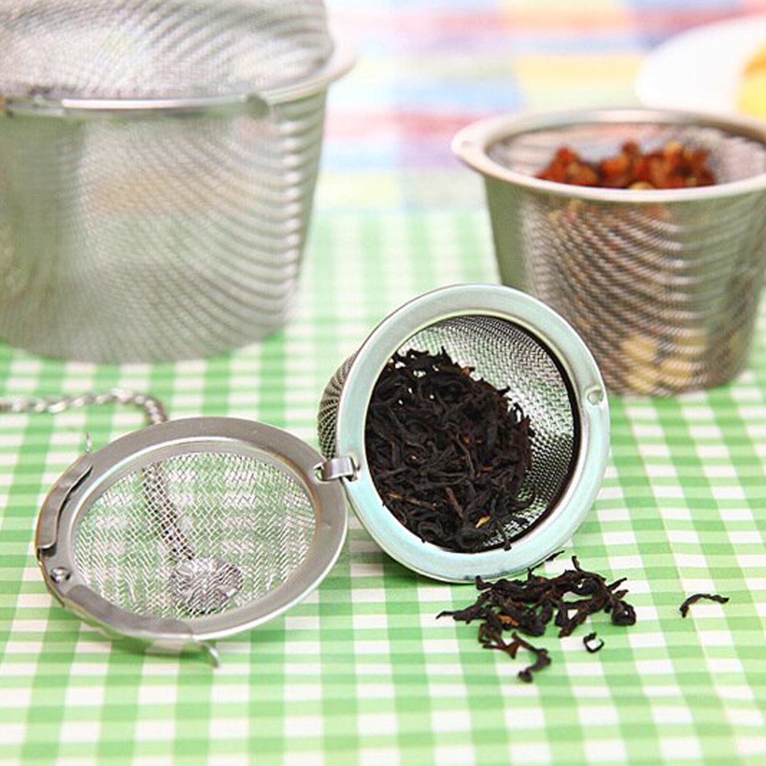 2861 Stainless Steel Spice Tea Filter Herbs Locking Infuser Mesh Ball Wukusy