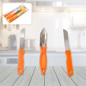 8217 3in1 Multipurpose Stainless Steel Classic Kitchen Knife Set Of 3 For Fruits And Vegetable Chopping  Cutting  Peeling Kitchen Knife  Vegetable Peeler  Plain Knife Wukusy
