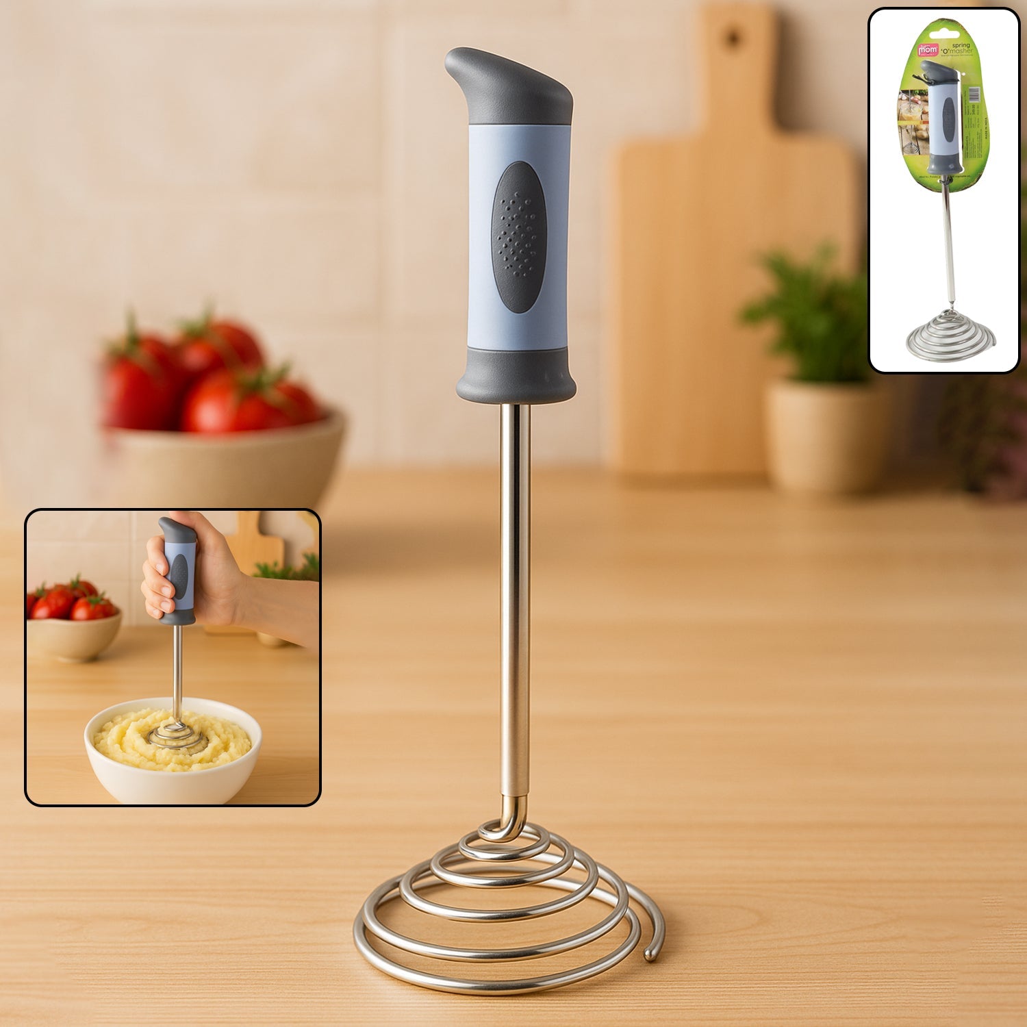Supermom Spring Omasher Heavy Duty Stainless Steel Vegetable  Potato Masher Wukusy
