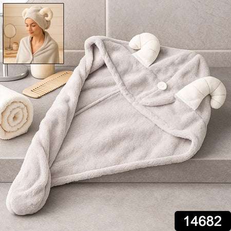Cute Animal Ear Hooded Hair Drying Towel Wrap (1 Pc) Wukusy
