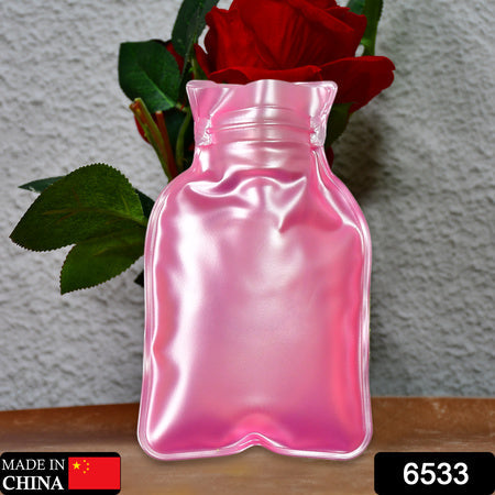 6533 Simple Pink Small Hot Water Bag With Cover For Pain Relief Neck Shoulder Pain And Hand Feet Warmer Menstrual Cramps. Wukusy