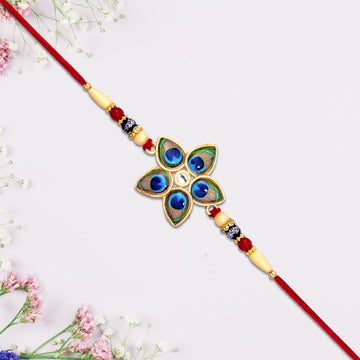 Designer Mor Pankh Rakhi In Star Shape Wukusy