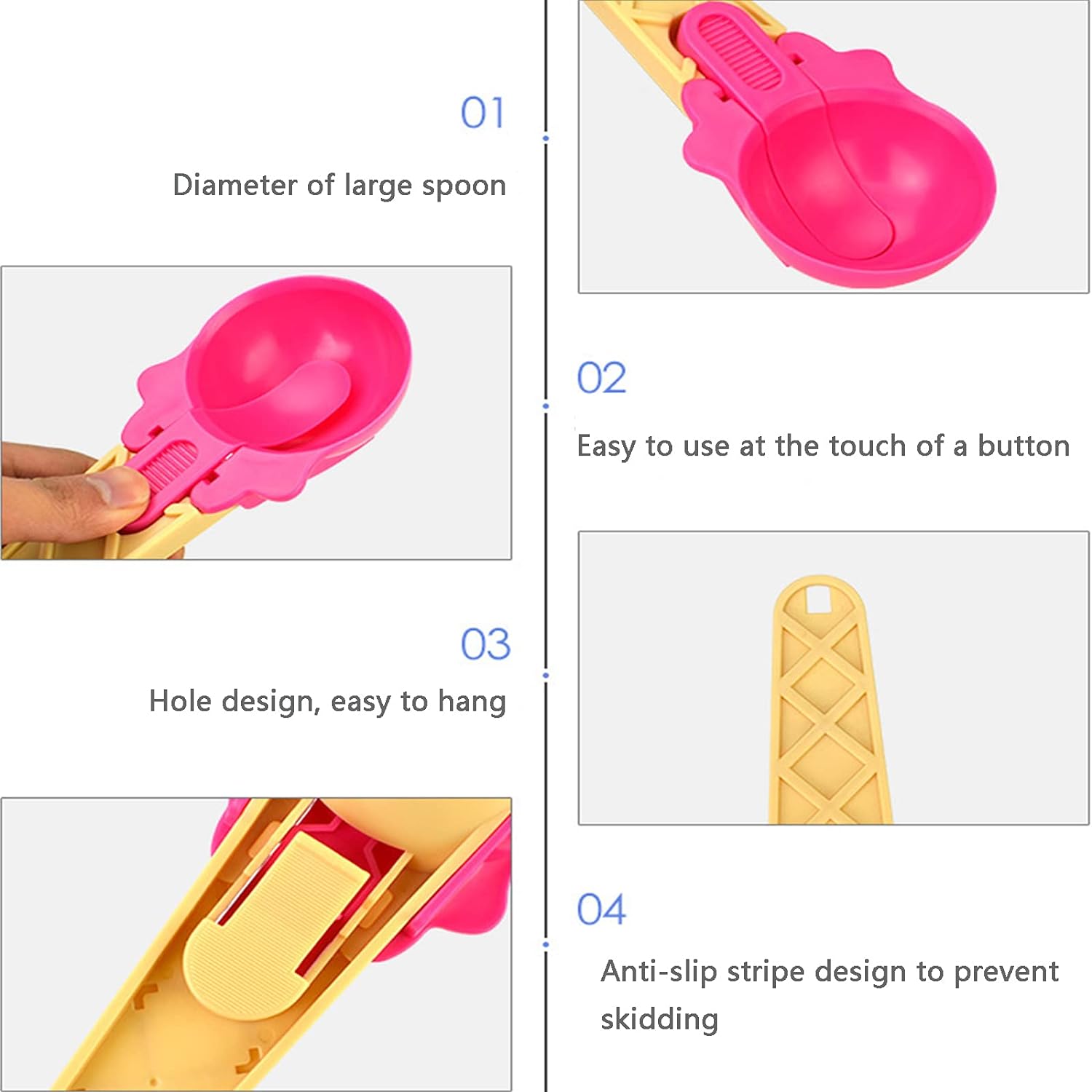 5509 Ice Cream Spoons 2pcs Plastic Water Melon Scoopers With Trigger Dipper And Adults For Summer Party Ice Cream Scoop Food Serving Spoon Kitchen Tools Ice Cream Digging Spoon Household Spoons Cupcake Spoons Aps Fruit Ball Player (2 Pc) Wukusy