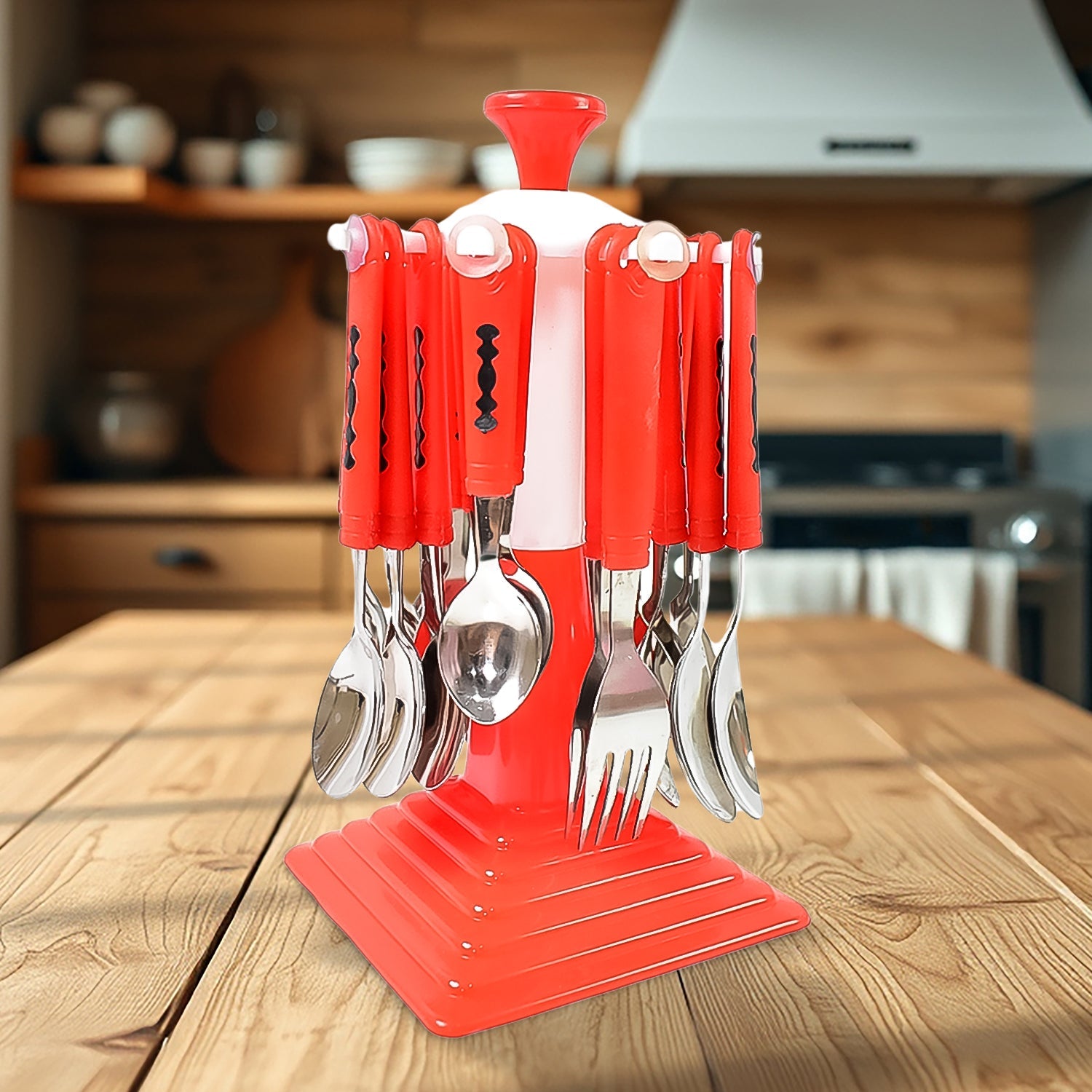 Classic Cutlery Set For Dining Table Stainless Steel 24-piece Set With Stand (1 Set Wukusy