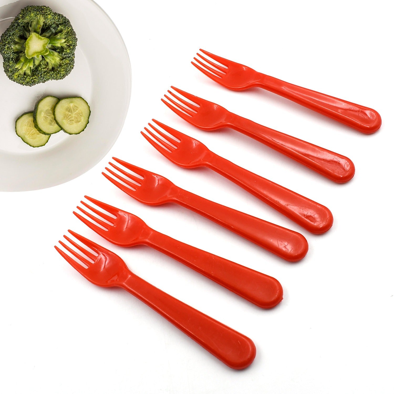 5968 Plastic Fork Spoon Fork Spoon Set Fruit Fork Spoon Set  Baby Fork Spoonvegetable Fork Spoon Plastic Salad Spoon Dessert Spoon (6pc Set) Wukusy