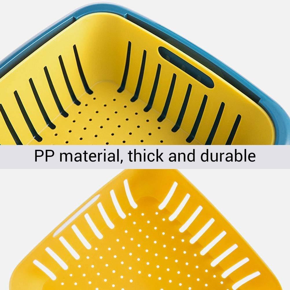 2355 Double Layer Food Drainer Washing Basket With Collapsible Strainers Colander Wukusy