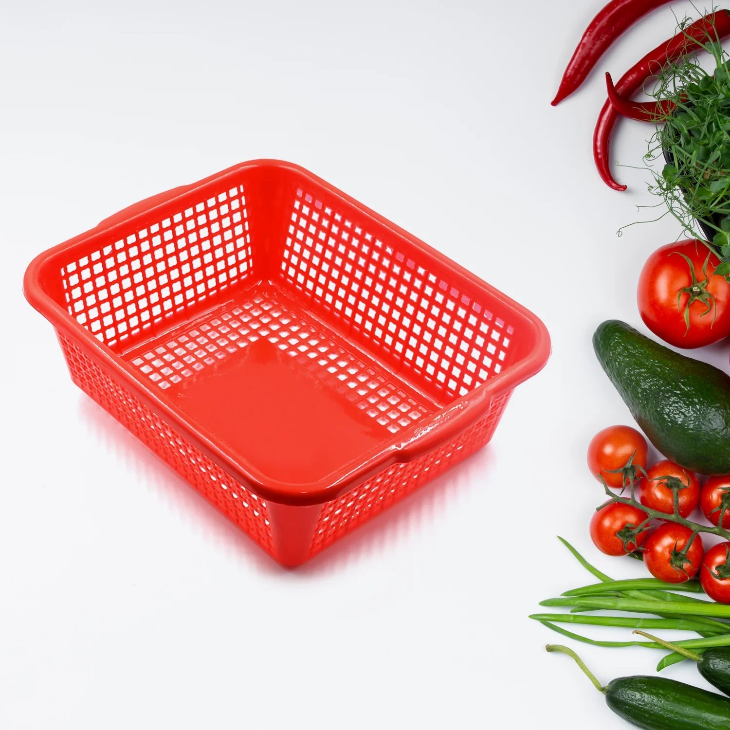 5542 Plastic 1 Pc Kitchen Small Size Dish Rack Drainer Vegetables And Fruits Washing Basket Dish Rack Multipurpose Organizers (29x22cm Mix Color) Wukusy