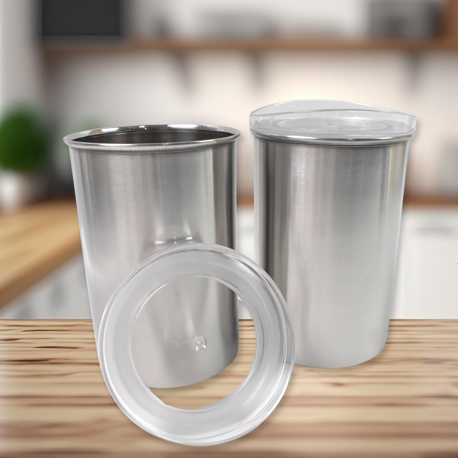 Multipurpose Stainless Steel Airtight Containers With See Through Lid (2 Pc Set  1000 Ml) Wukusy