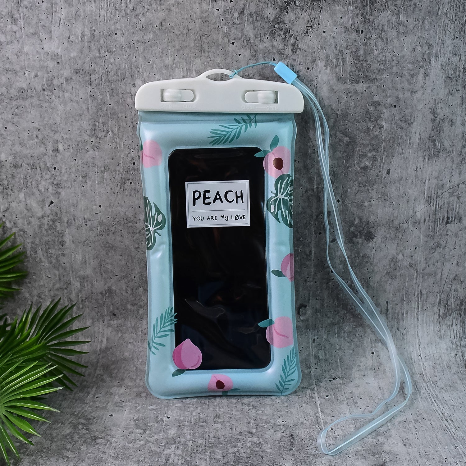 Waterproof Peach Transparent Mobile Pouch With Neck Strap (1 Pc) Wukusy