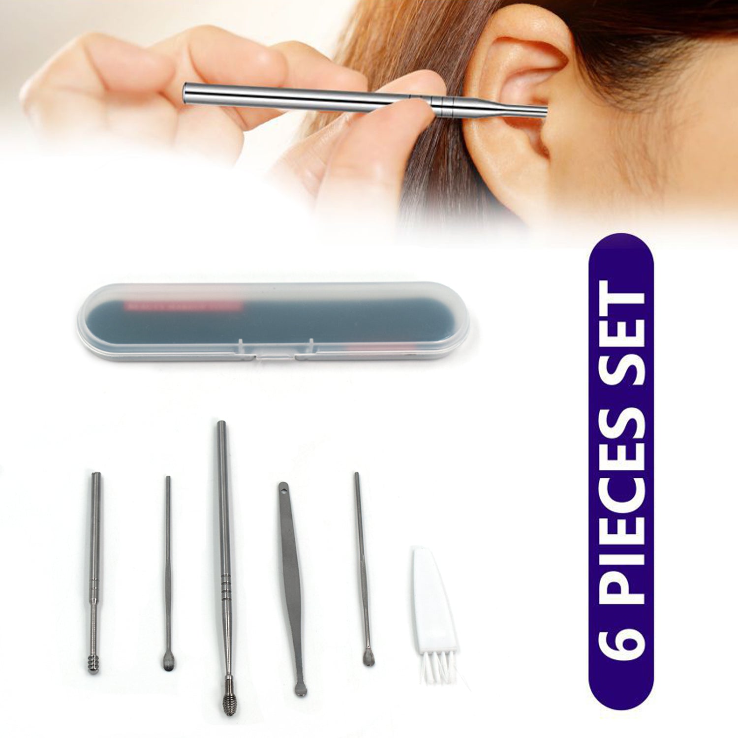 6314 6pcs Earwax Removal Kit  Ear Cleansing Tool Set  Ear Curette Ear Wax Remover Tool Wukusy