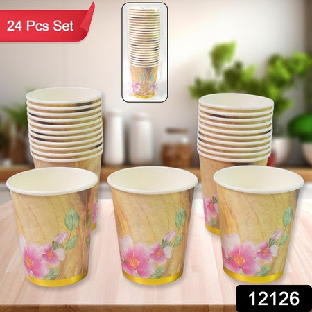 Disposable Paper Cups Disposable Tea Coffee Cups (24 Pcs Set  Mix Color  Design) Wukusy