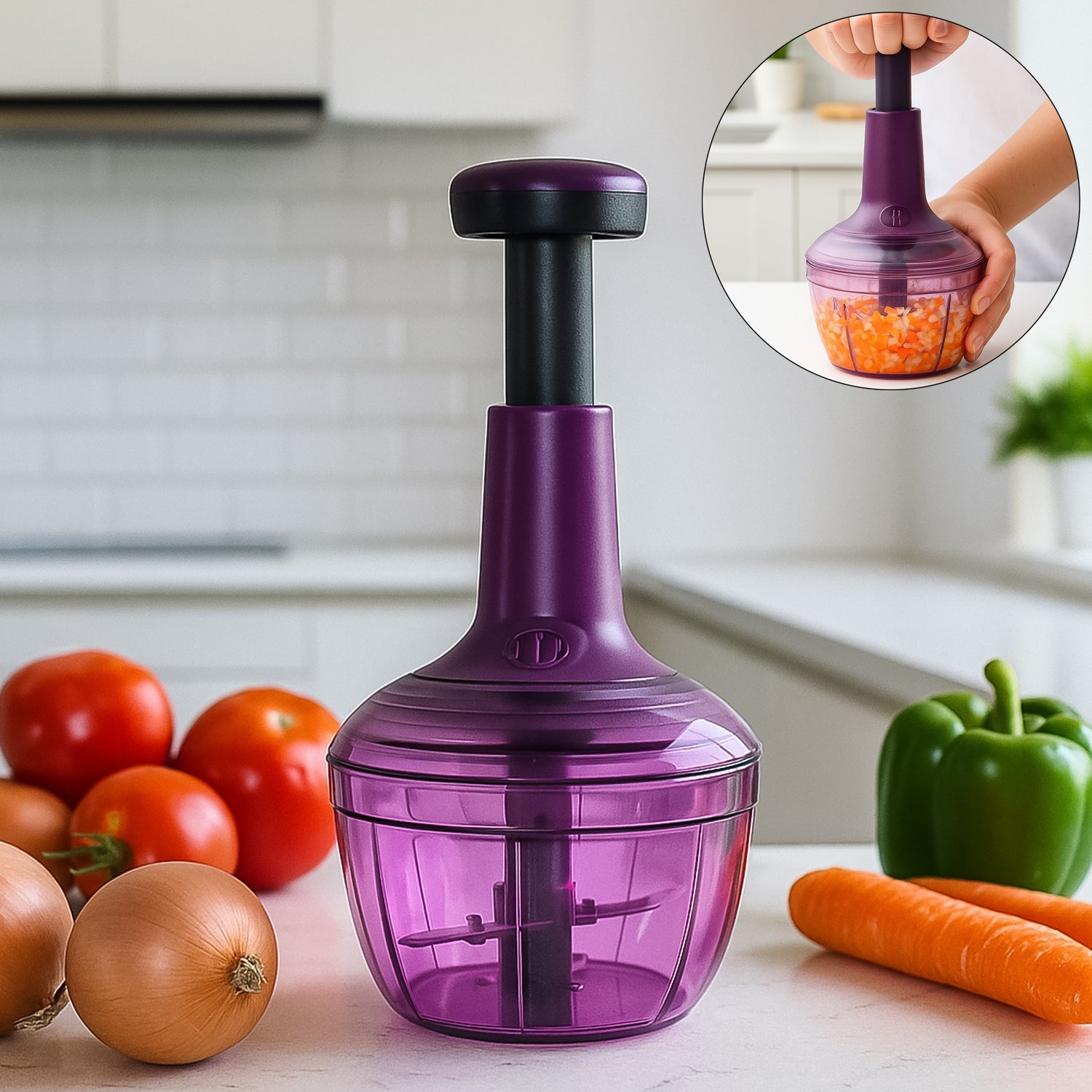 Supermom Manual Push Vegetable Chopper 650 Ml - (1 Pc) Wukusy
