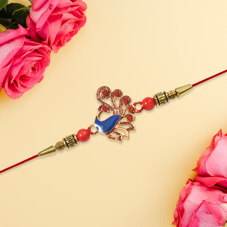 Ethnic Peacock Rakhi With Stone Detailing Wukusy