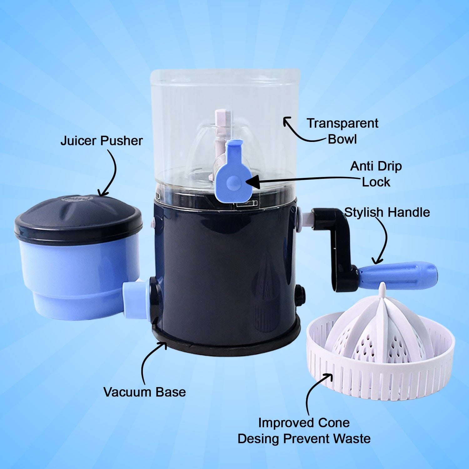 Ritu Hand Operated Compact Manual Juicer (Multicolor  1 Pc) Wukusy