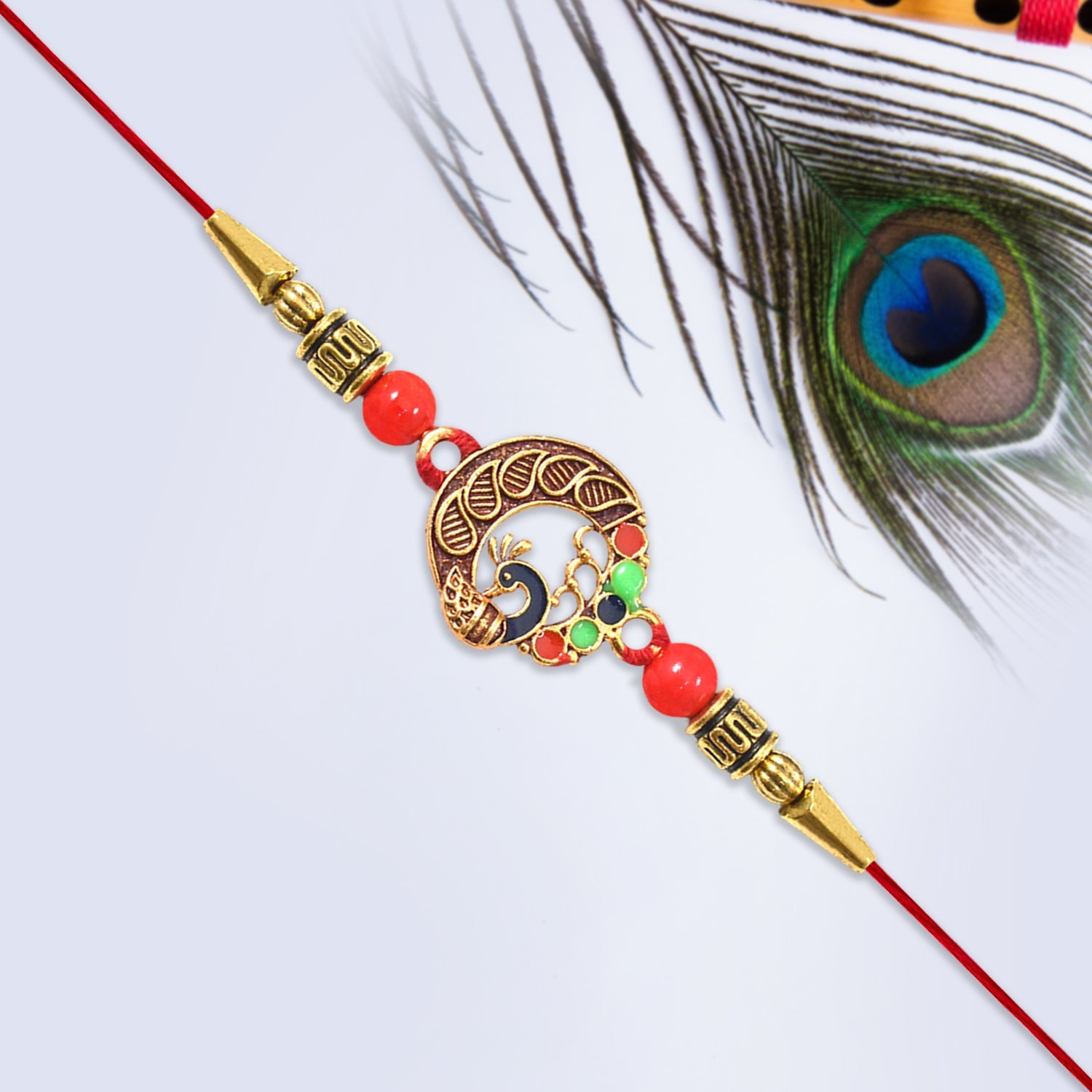 Elegant Round Peacock Design Rakhi Wukusy