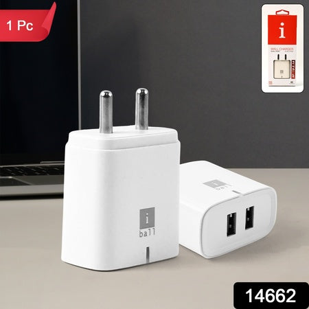 Iball Dual Usb Wall Charger 5v3.1a  High-speed Dual Port Fast Charging Adapte (1 Pc) Wukusy