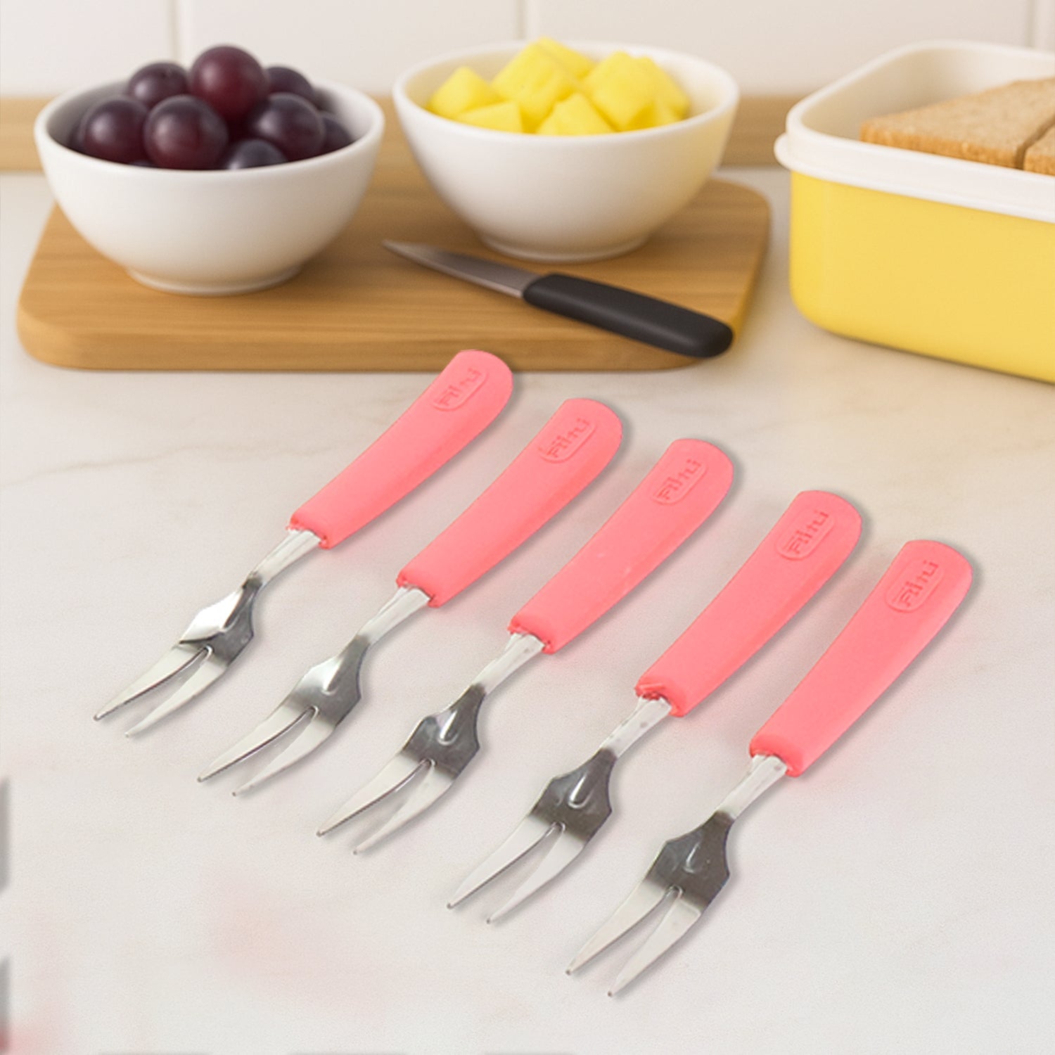 Premium Stainless Steel Fruit Fork Set  10 Pieces With Soft Non-slip Handle Wukusy