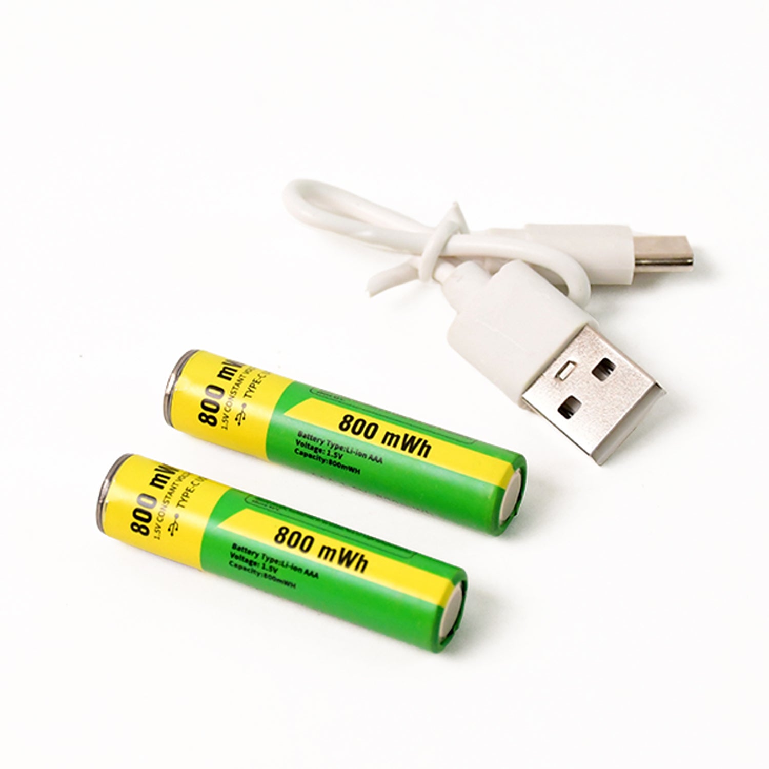 Aaa Rechargeable 800 Mwh Batteries With Recharging Cable (2 Pc Set) Wukusy