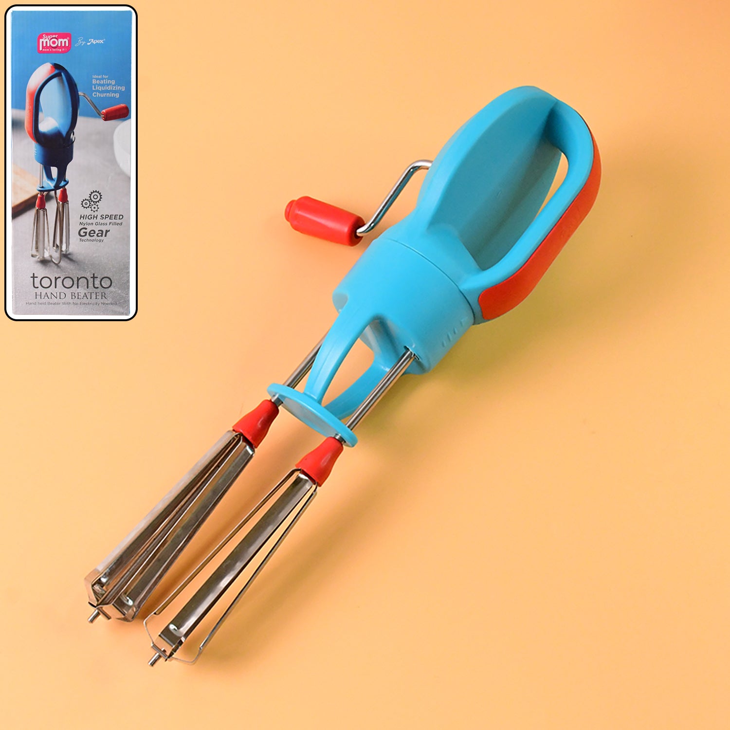 Supermom High-speed Manual Hand Beater With Dual Stainless Steel Whisks (1 Pc) Wukusy