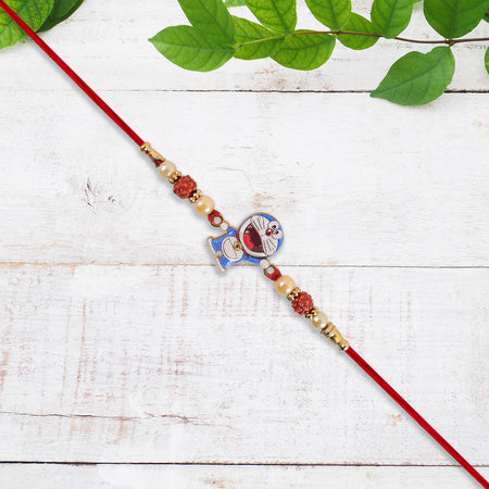 Cute Doraemon Kids Rakhi With Rudraksha  Pearl Beads Wukusy