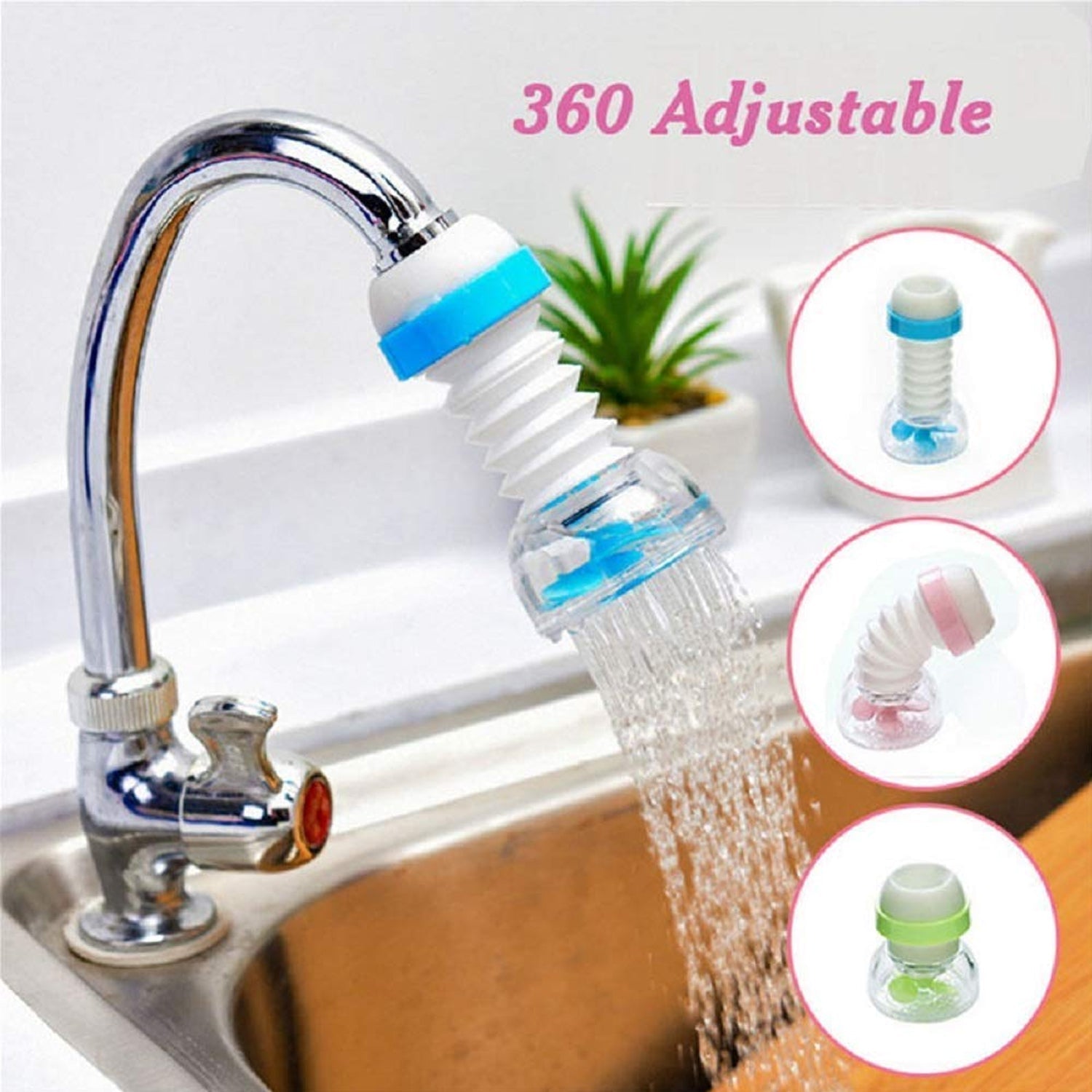 Multipurpose Adjustable Kitchen Sink Tap Water Filter With Rotating Faucet Sprayer (1 Pc) Wukusy